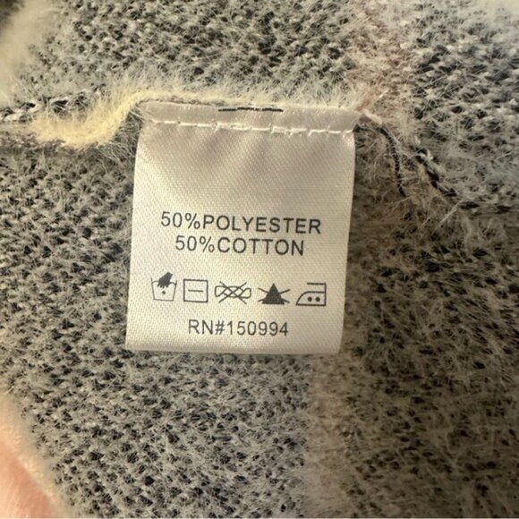 Belladini Cabincore Geometric Knit Open Front Long Cardigan Cream 2X - Picture 8 of 10